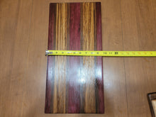 Load image into Gallery viewer, Purple Heart, Walnut, Zebra Wood Charcuterie &amp; Cutting Board
